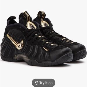 Nike Air Foamposite Pro Black and Metallic Gold Sneakers